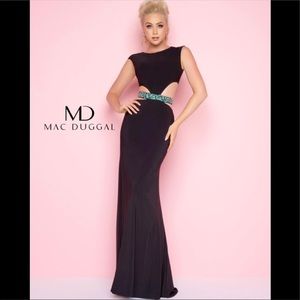 Mac Duggal Royal Blue Jersey with Rhinestone belt